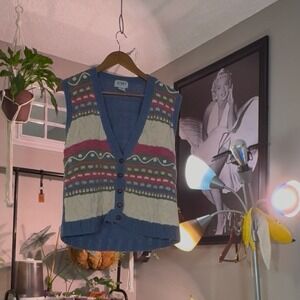 Koret Petites Sweater Vest Colorful Knit Sleeveless Size S Womenswear